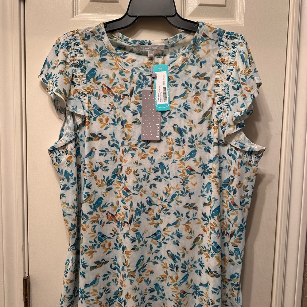 Daniel Rainn Blue and Yellow Floral Blouse